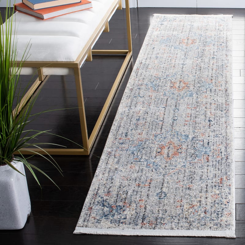 SAFAVIEH Dream Vuturica Vintage Oriental Viscose Rug - 2' x 8' Runner - Grey/Multi