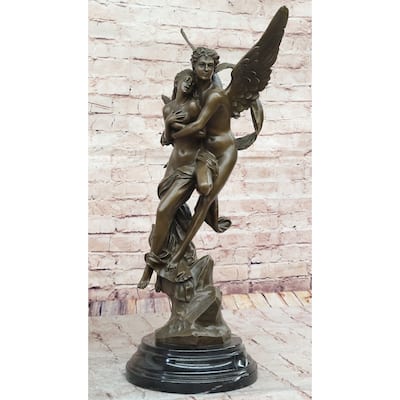 After Henri Godet Cupid And Psyche Romance Bronze Sculpture