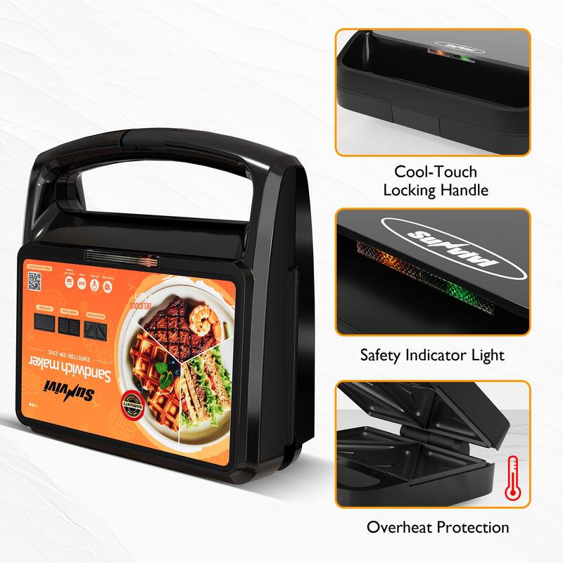 800W 3 in 1 Sandwich Maker
