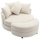preview thumbnail 54 of 57, Roomfitters Modern 360° Swivel Barrel Chair with Hidden Storage Ottoman, Chenille Upholstery and Four Pillows