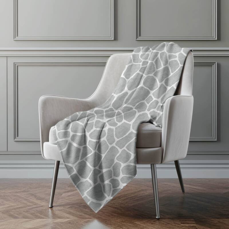 Premium Machine Washable ASB45 Giraffe Print Sherpa Throw Blanket
