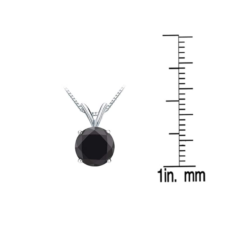 Auriya 14k Gold 2ctw Solitaire Black Diamond Necklace Bezel-set