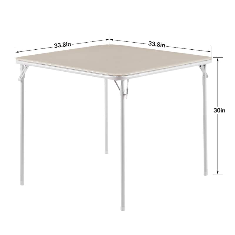 VECELO 5-Piece 1 Table + 4 Folding Chairs Card Game Set 33.8” Square PU Leather Multi-Purpose Table for Indoor Outdoor Use