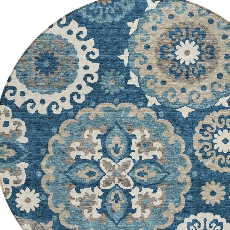 HomeRoots Floral Medallion Transitional Rectangle Outdoor Rug