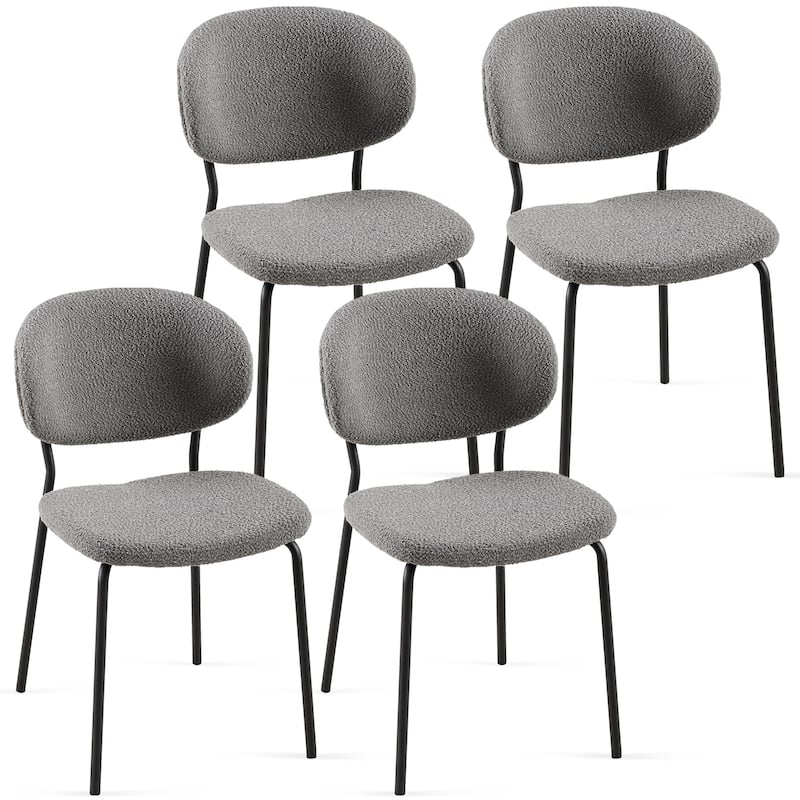 Mid-Century Modern Beige Curved Backrest Dining Chairs Set of 2