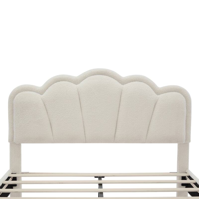 2-Pieces Bedroom Sets Upholstered LED Platform Bed with Storage Ottoman