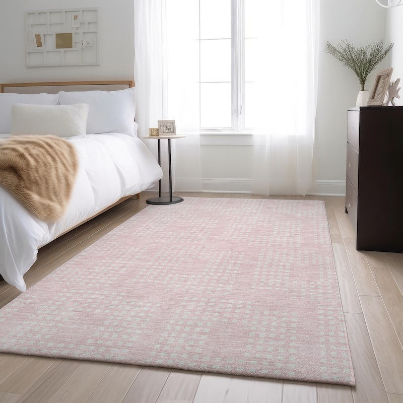 Premium Washable Super Soft Modern Houndstooth Mayfield Rug - Pink - 5' x 7'6"