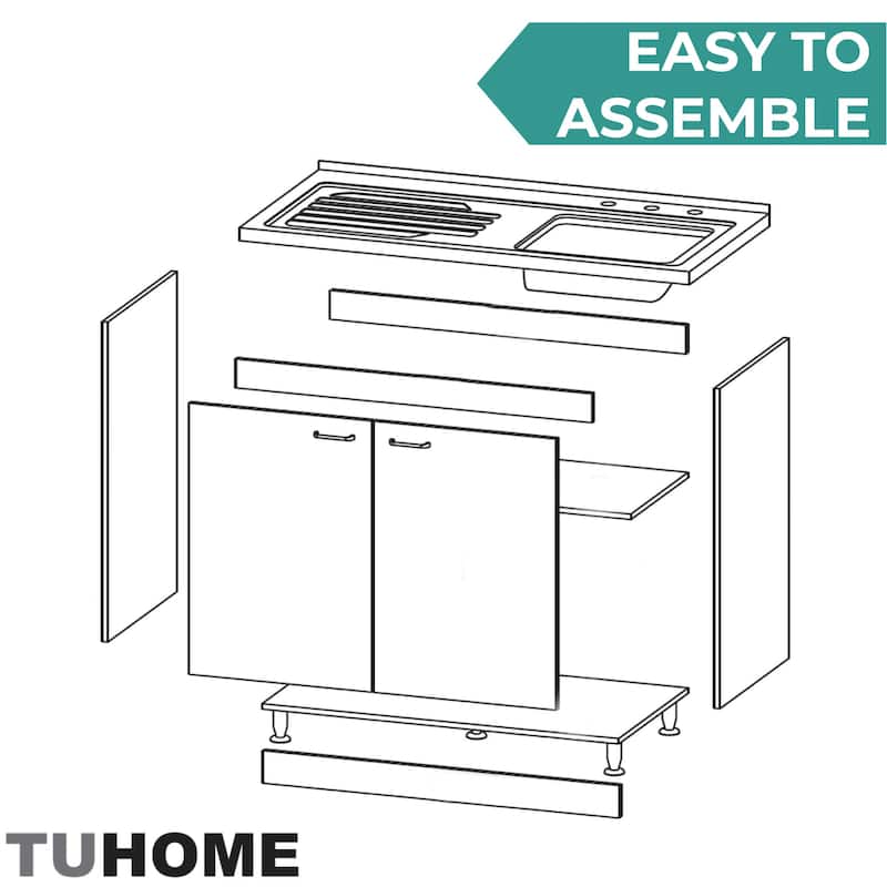 TUHOME Napoles Utility Sink Cabinet with Integrated Steel Sink