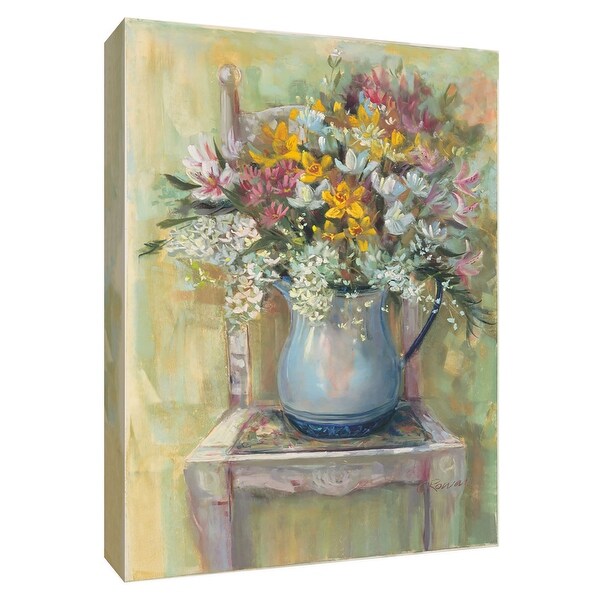 Ptm Images 9 154244 Ptm Canvas Collection 10 X 8 Flowers On Chair Ii Giclee Flowers Art Print On Canvas
