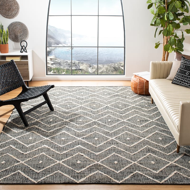 SAFAVIEH Handmade Kilim Fiorinda Flatweave Wool Rug - 8' x 10' - Charcoal/Natural