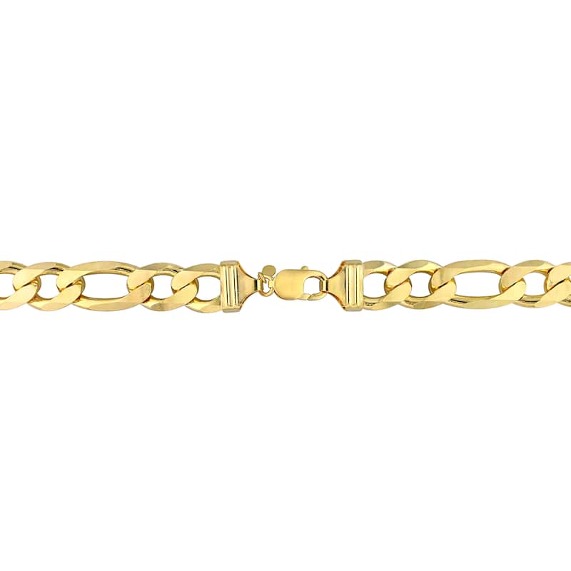 Miadora 18kt Yellow Gold Plated Sterling Silver Figaro Men's Bracelet