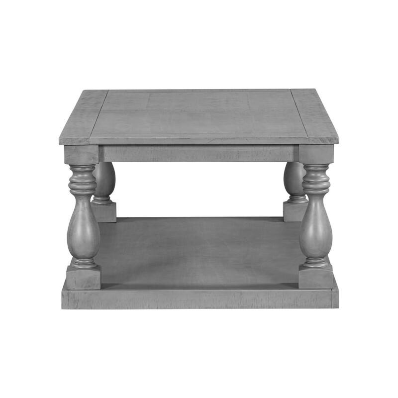 Vintage 45.2" Solid Wood Coffee Table with Open Shelf