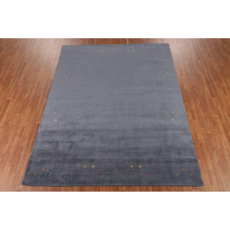Tribal Gabbeh Area Rug Handmade Wool Carpet - 7'9"x 9'10"
