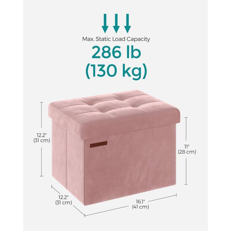 Velvet Foldable Storage Ottoman with Padded Seat and Hidden Compartment for Living Room or Entryway