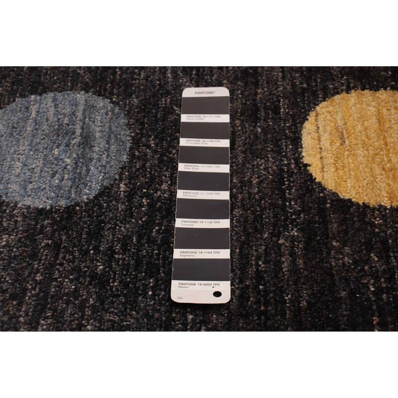 ECARPETGALLERY Hand-knotted Finest Peshawar Ziegler Black Wool Rug - 6'8 x 9'7