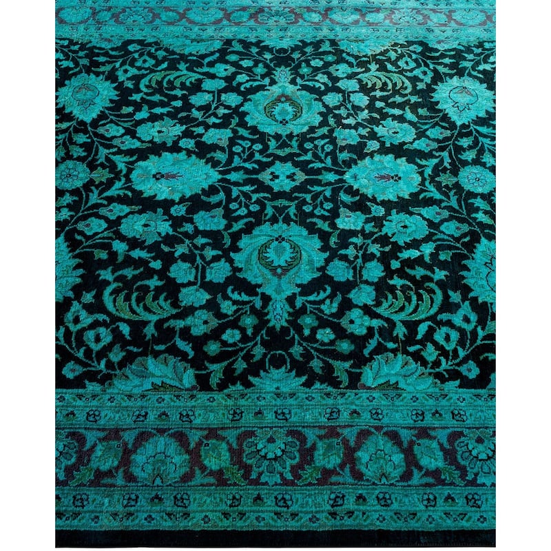 Overton Hand Knotted Wool Vintage Inspired Modern Contemporary Overdyed Black Area Rug - 3' 10" x 6' 5"