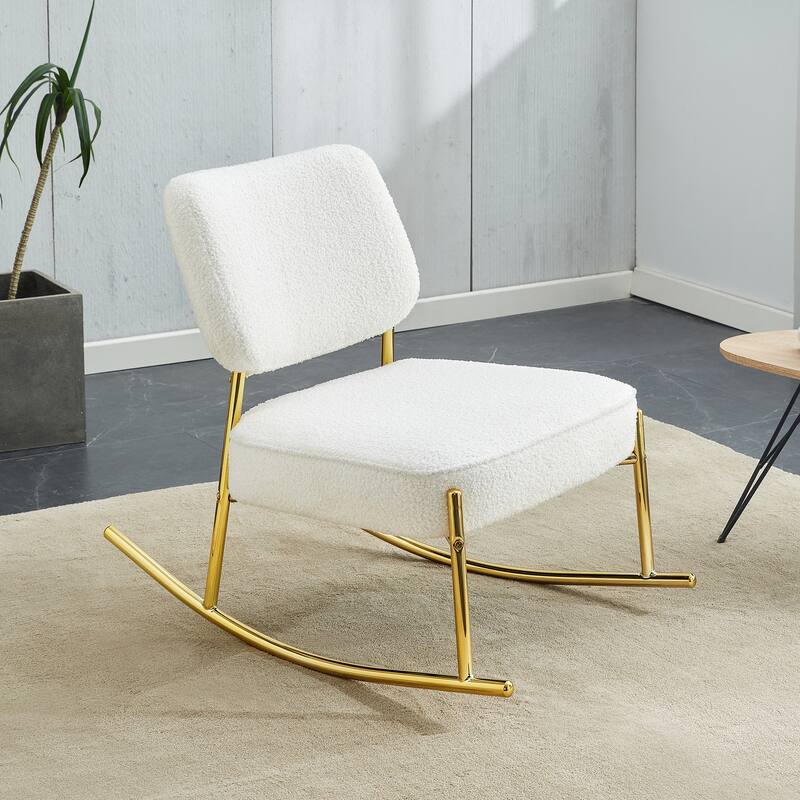 PU/Teddy suede material cushioned rocking chair with metal legs