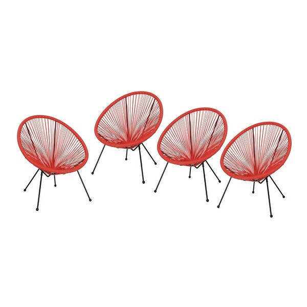 Anson Outdoor Steel PE Rattan Hammock Weave Chair Set of 4 by