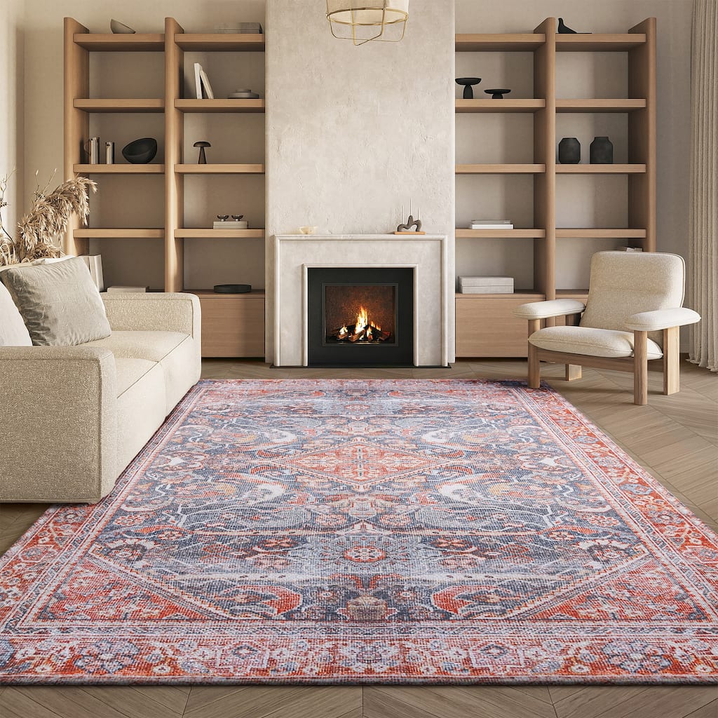 SAFAVIEH Tucson Machine Washable Slip Resistant Urmil Oriental Rug