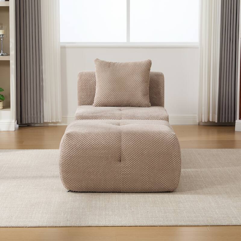Roomfitters Modular Cloud Lounge Chair with Ottoman, Deep Seat Floor Accent Sofa with Pillow for Living Room Bedroom Dorm
