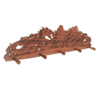 Handmade Dragon Guardian Wood coat rack (Indonesia) - 68 x 21 x 7 - Bed ...