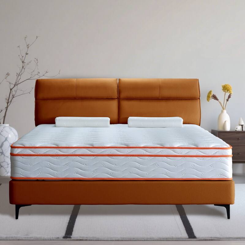 GDFStudio - Zephyrine 12 Inch Hybrid Memory Foam Pocket-Spring Mattress,Medium-Firm Support - White - King - Medium