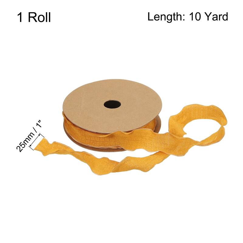 1 Inch 10 Yard Satin Double Ruffle Edge Ribbon Solid Color