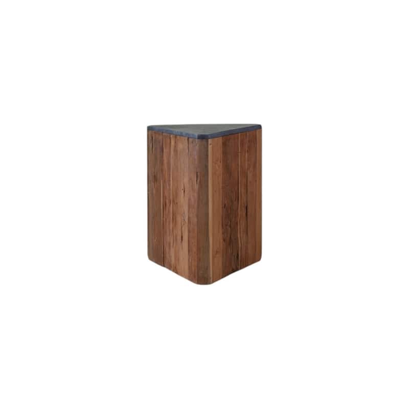 HomeRoots 24" Natural And Charcoal Reclaimed Wood And Stone Block End Table - 19.70 in. x 23.60 in. x 19.70 in.