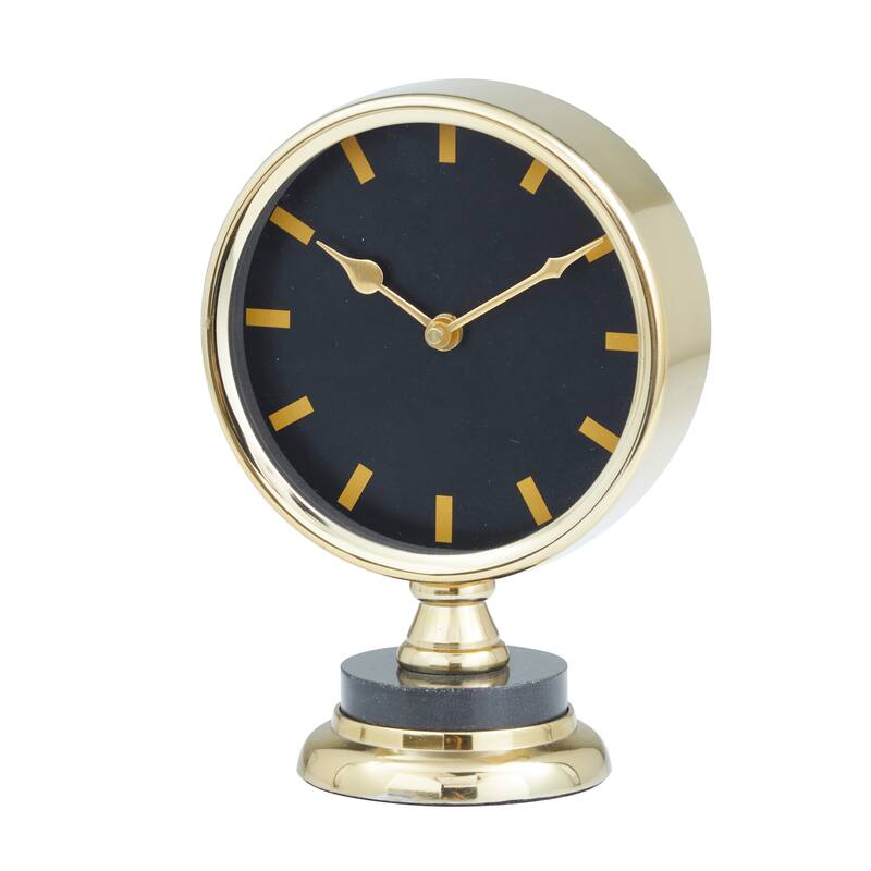 Gold Stainless Steel Metal Clock with Black Face