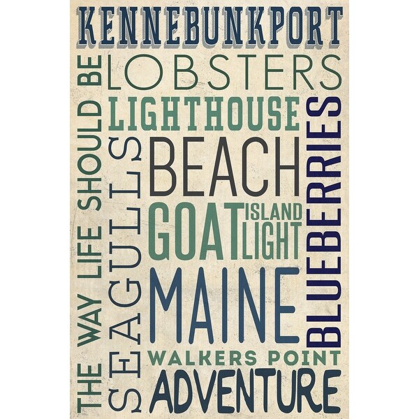 Kennebunkport Maine Typography Lantern Press Poster Art Print Multiple Sizes Available 9 X 12 Art Print