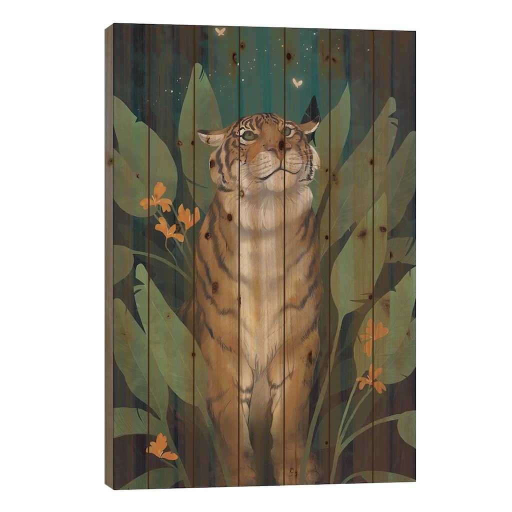 Tiger Grove Print On Wood by Laura Graves - Multi-Color