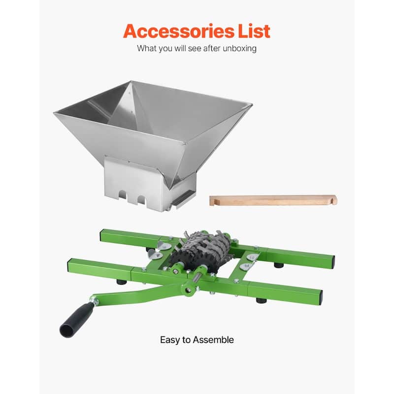 7L Stainless Steel Fruit Crusher for Crushing Apples Pears and Rust-Resistant Design - 22.44 x 20.08 x 10.24 in