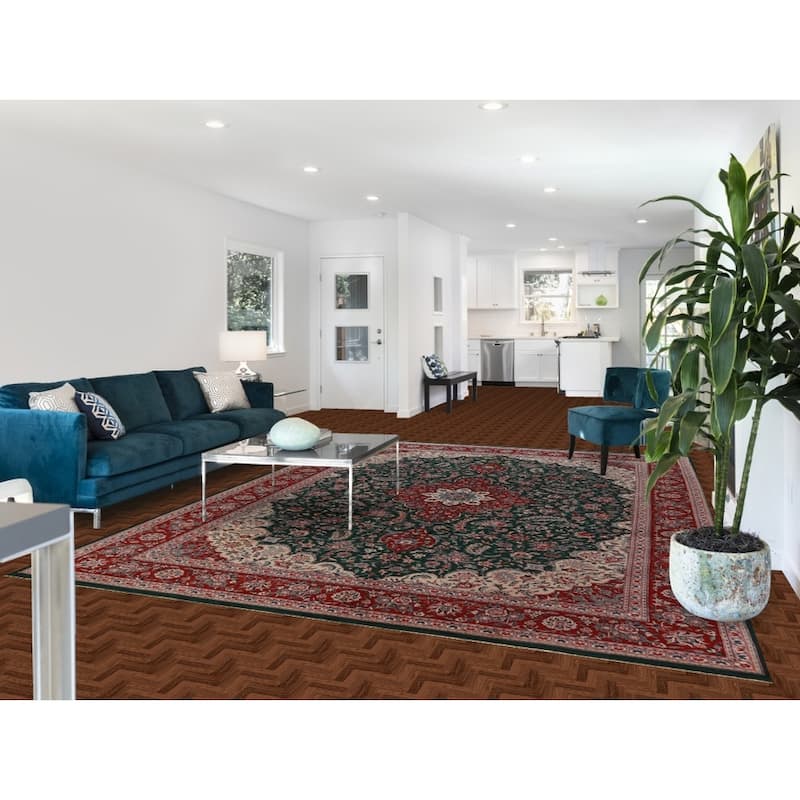 Vegetable Dye Green Aubusson Chinese Rug Hand-Knotted Wool Carpet - 8'7"x 11'8"