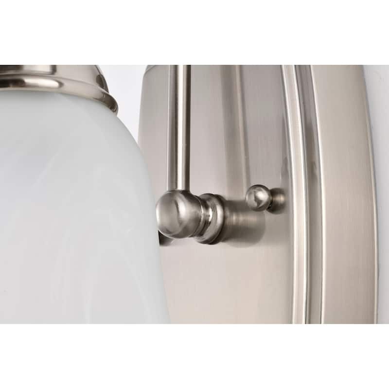 8W LED 1 Light Vanity 3000K Brushed Nickel Alabaster Glass w/ Switch - Brushed Nickel