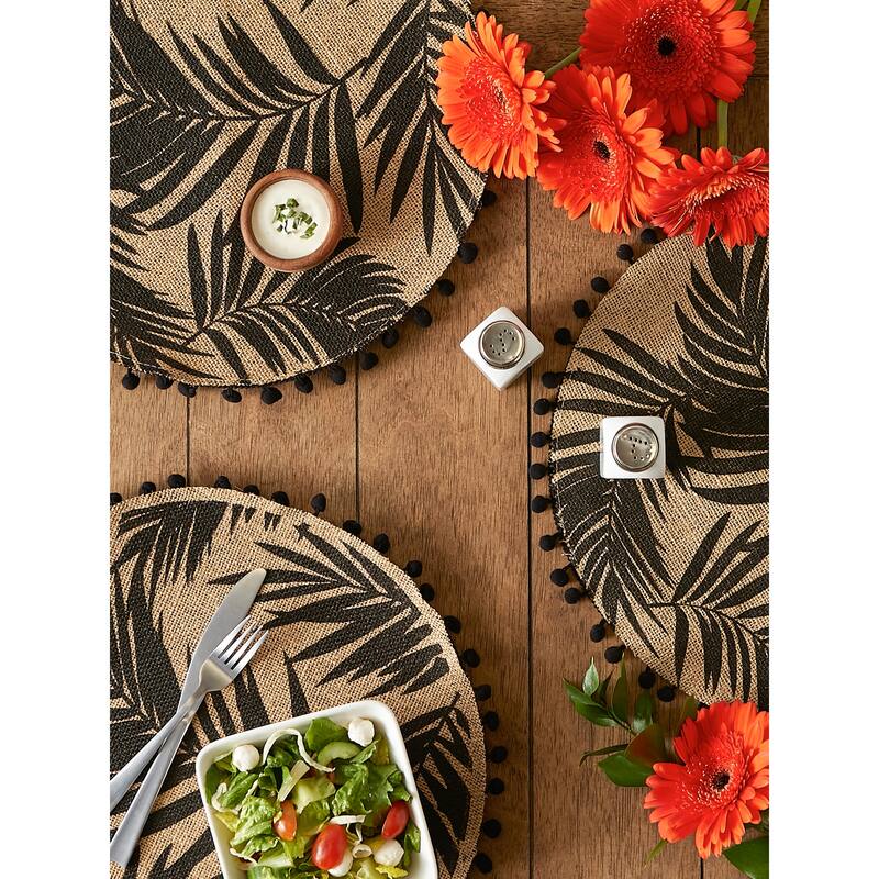 DII Block Print On Natural Round Jute Placemat (Set of 6)