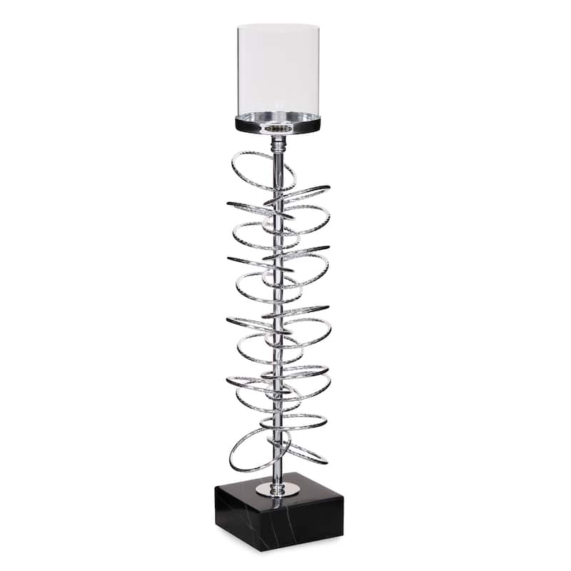 Allan Andrews Silver Metallic Chrome Candle Holder with Iron Rings Design (3 sizes available)