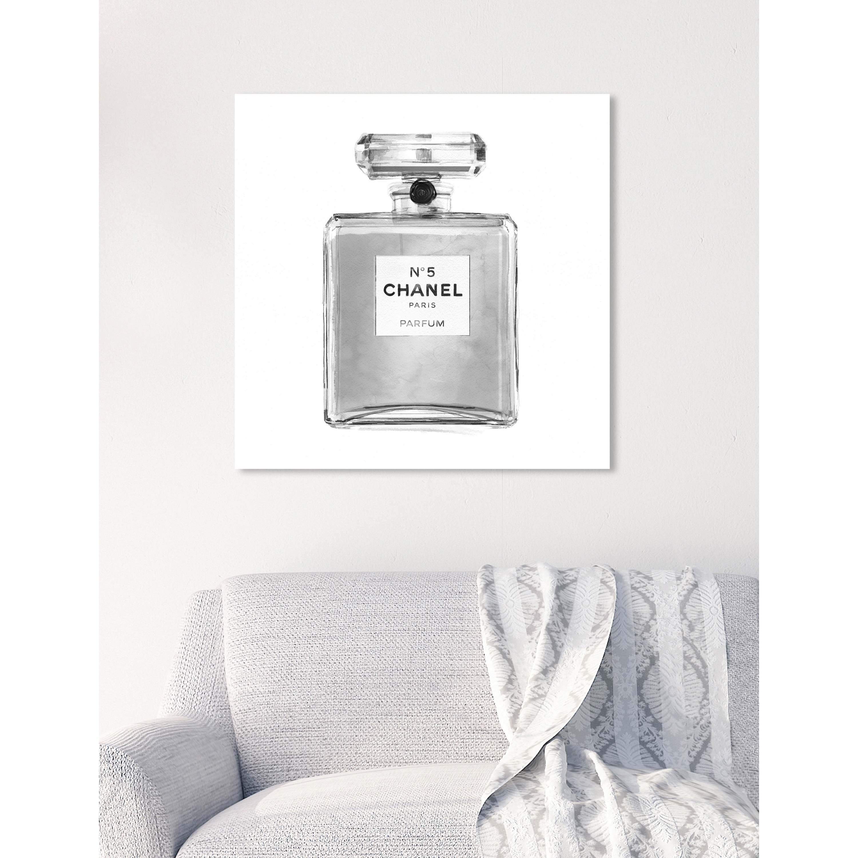 Oliver Gal 'Silver Classic Perfume' Fashion and Glam Wall Art Canvas Print  - Gray, White - On Sale - Bed Bath & Beyond - 28233629