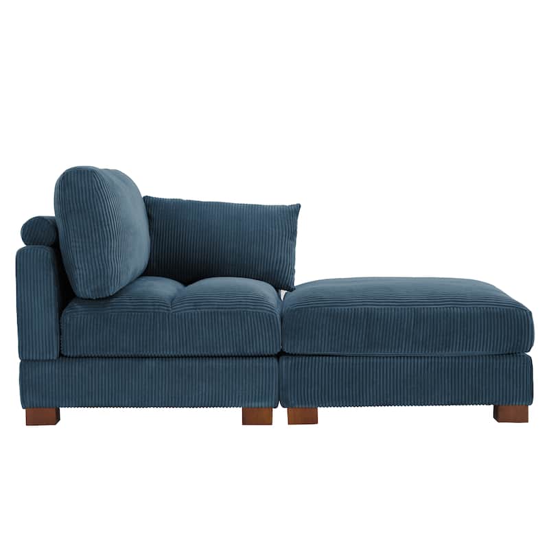 Modern 43'' Corduroy Comfy Sectional Chaise Lounge with Pillow