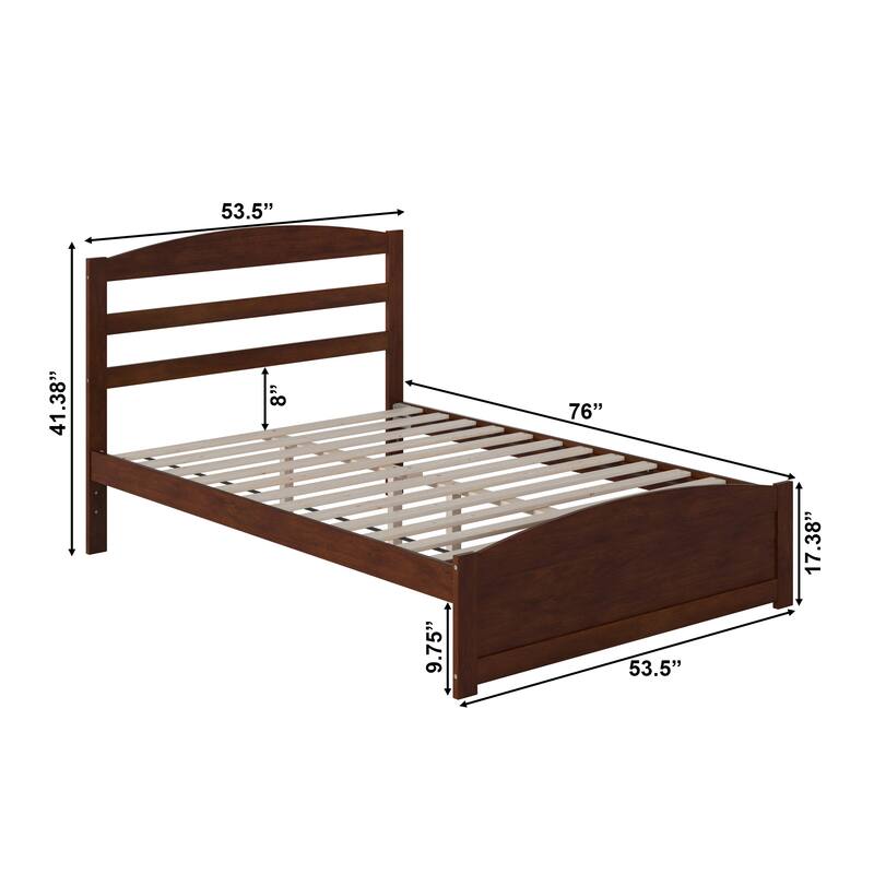 Warren Full Platform Bed with Matching Footboard in Walnut