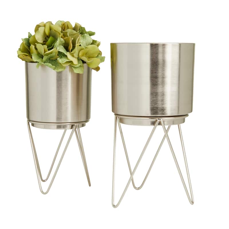 CosmoLiving by Cosmopolitan Metal Modern Planter (Set of 2) - S/2 12", 10"H