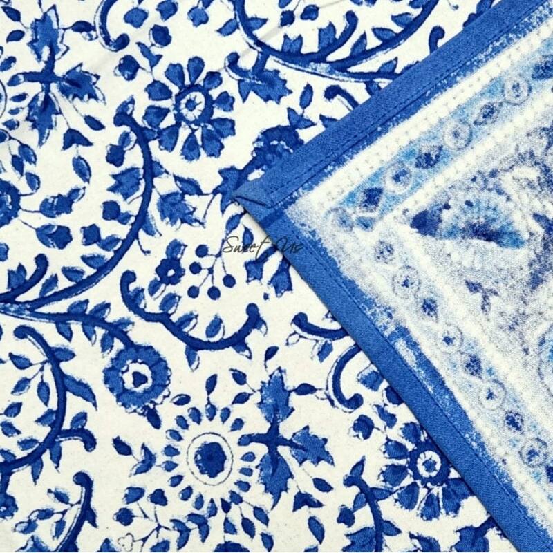 Block Print Cotton Eternal Floral Tablecloth Collection