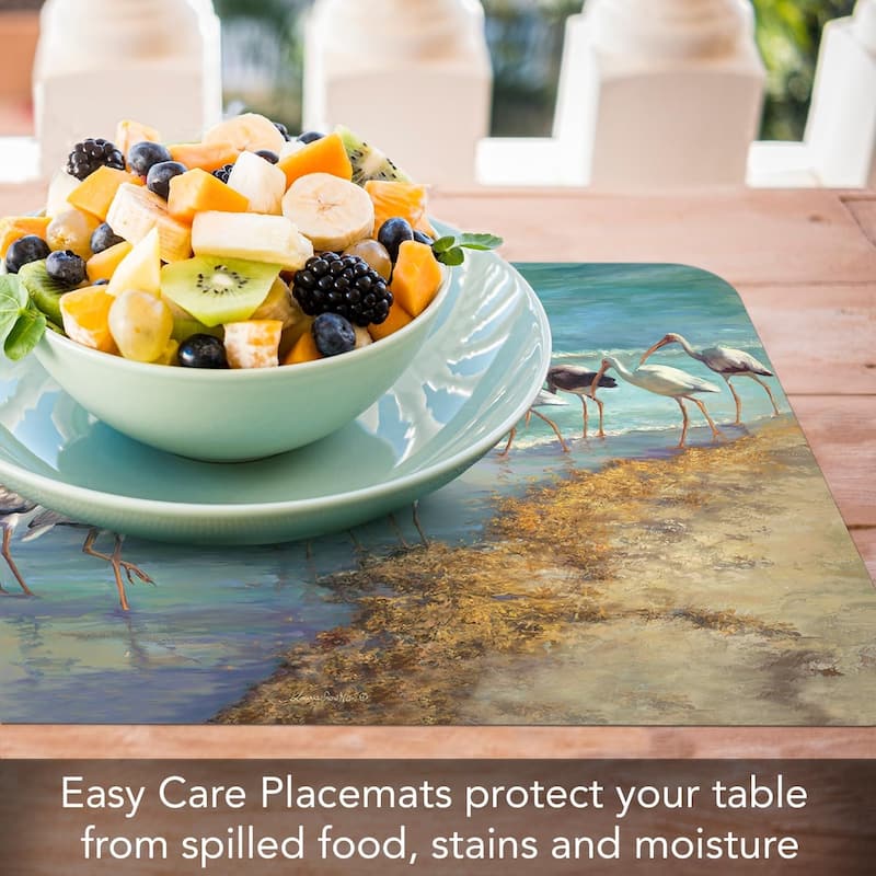 Marco Island Birds 4 Pack Reversible Easy Care Flexible Plastic Placemats Made in The USA BPA Free Easily Wipes Clean