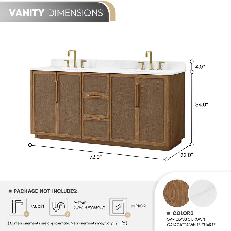 Busan Bath Vanity with White Quartz Stone Top without Mirror