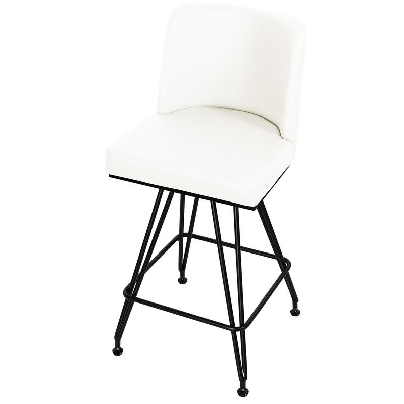 26" Leather/Velvet Swivel Counter Height Bar Stools - 38.2"H x 17.7"W x 19.1"D