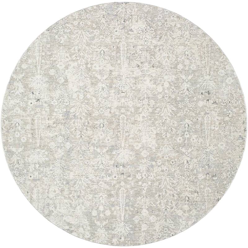Livabliss Poetry Traditional Area Rug - Cream - 5'3" x 5'3"