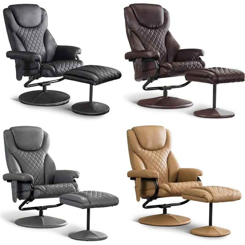 MCombo set of 2 Faux Leather Swivel Massage Recliner with ottoman