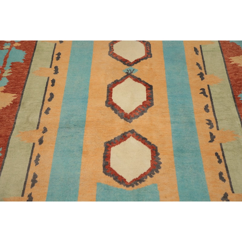 Hand Knotted Oriental 100% Wool Carpet Modern Geometric Multi-Colored Gabbeh Area Rug - 8' 10'' X 6' 3''
