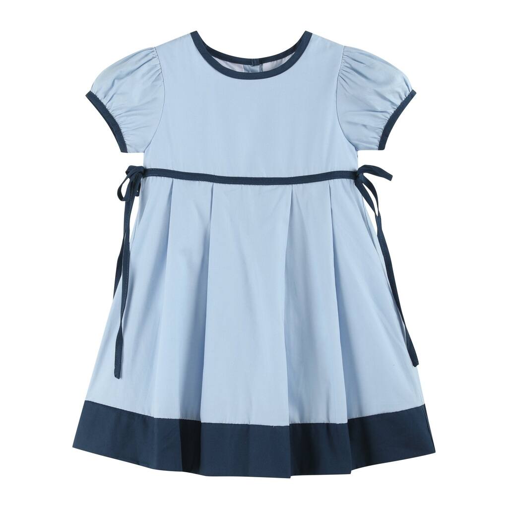 Lil Cactus Light Blue and Dark Blue Ribbon Bow Dress