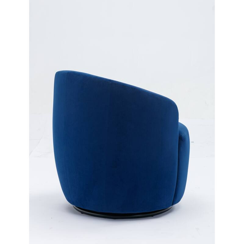 Velvet Swivel Barrel Chair with 360° Black Metal Base