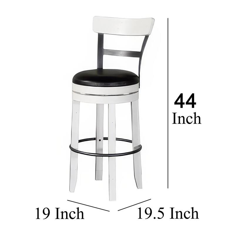 Orso Swivel Barstool Chair Set of 2, Black Faux Leather, White, Black